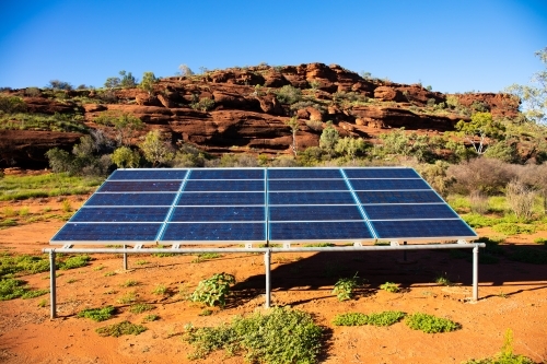 Small solar panel array in Central Australia - Australian Stock Image