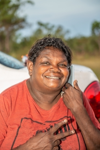Smiling Aboriginal woman - Australian Stock Image
