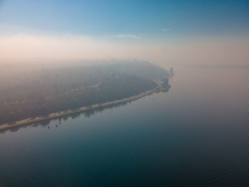 Smoke haze over the Swan River - Australian Stock Image