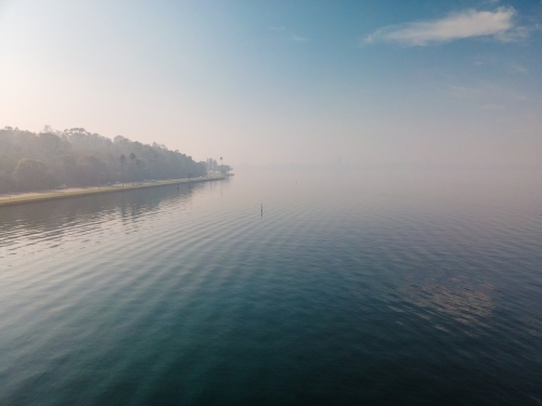 Smoke haze over the Swan River - Australian Stock Image