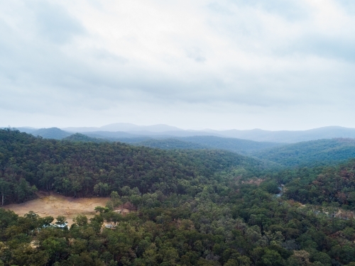 Smoke over hills in Putty area after bushfires - Australian Stock Image