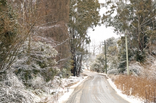 Snowy landscape in Yetholme, New South Wales after snow fall - Australian Stock Image