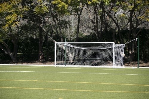 Soccer goal on field - Australian Stock Image