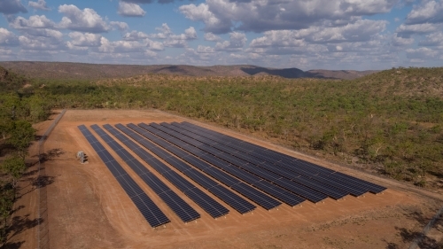 Solar array in remote Australia - Australian Stock Image