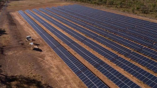 Solar array in remote Australia - Australian Stock Image