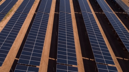 Solar array in remote Australia - Australian Stock Image