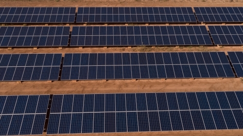 Solar array in remote Australia - Australian Stock Image