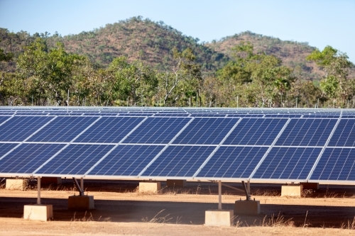 Solar array in remote Australia - Australian Stock Image