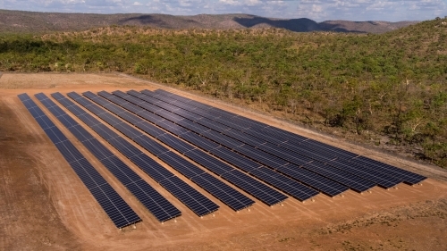 Solar array in remote Australia - Australian Stock Image