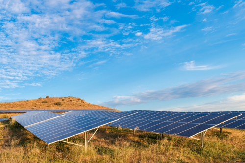 Solar panels at sunset located Adelaide suburban area, South Australia - Australian Stock Image
