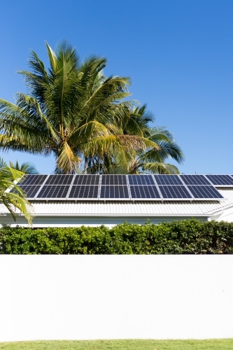Solar panels on an Australian house at Noosa, Queensland
