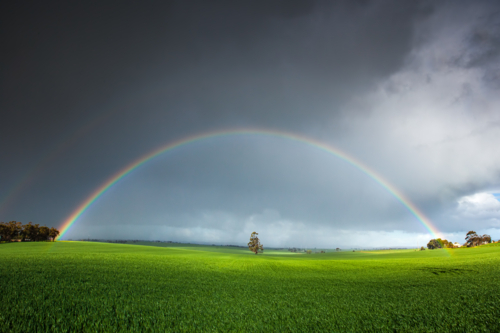 South Australian Rural Landscape with rainbow - Australian Stock Image