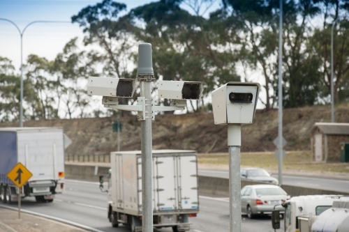 Speed camera along busy highway