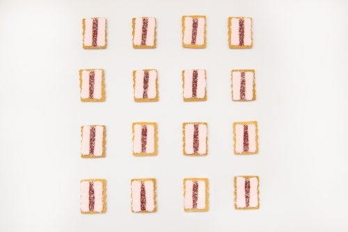 Square of iced vovo biscuits - Australian Stock Image