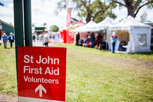 St John First Aid volunteers sign at country show event