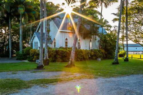 St Mary's by the sea church with star of sunlight - Australian Stock Image