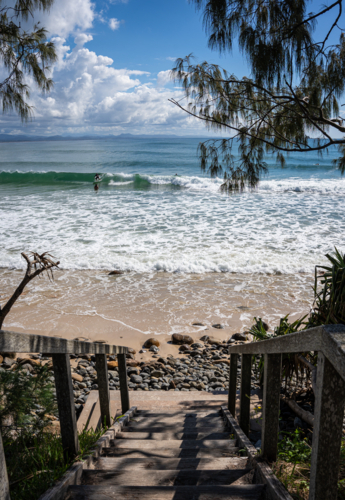 stairs down to a beach in Byron Bay - Australian Stock Image
