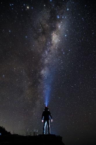 Stargazing on a clear night sky