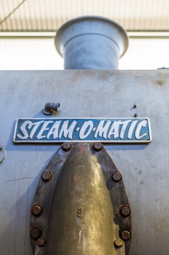 Steam-o-matic sign on a train - Australian Stock Image