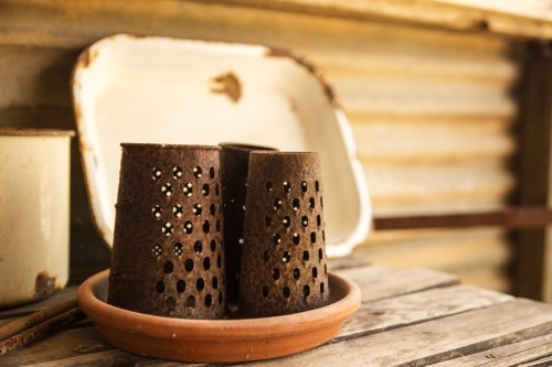 Still life of old kitchen equipment - Australian Stock Image