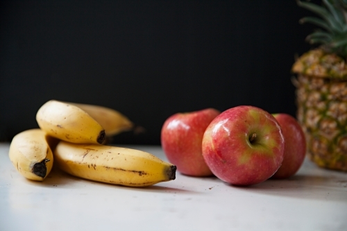Still life table top in kitchen with fruit - Australian Stock Image
