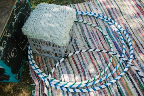 Storage basket with different hoops on the side. - Australian Stock Image