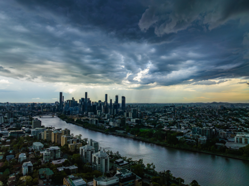 Storm approaching Brisbane City CBD - Australian Stock Image