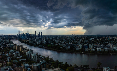 Storm approaching Brisbane City CBD - Australian Stock Image