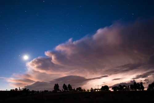Storm approaching over the night sky.
