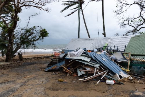 Storm damaged building at the seafront - Australian Stock Image