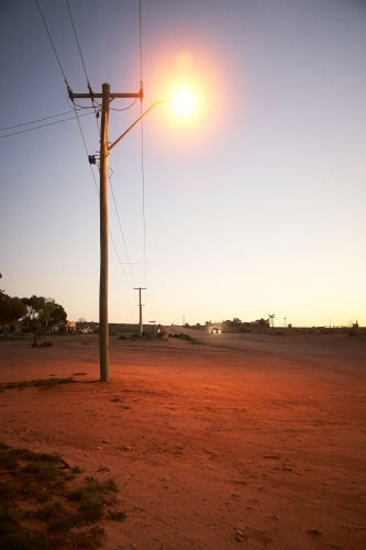 Street light in the middle or main street of Silverton, NSW - Australian Stock Image