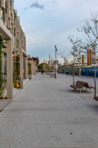 City buildings and street view at Darling Harbour, showing urban environment - Australian Stock Image
