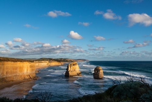 Stunning view of coastal monoliths known as The Twelve Apostles, in beautiful late afternoon light. - Australian Stock Image