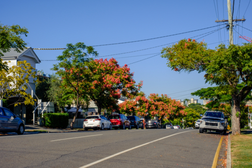 Suburban Street in Brisbane suburb - Australian Stock Image