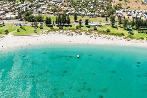Summertime Aerial Over Stunning South Beach Fremantle - Australian Stock Image