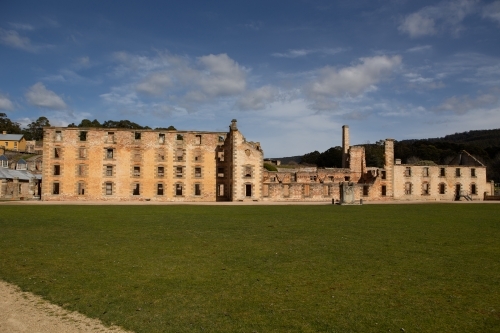 Sun shining brightly over the Penitentiary ruins. - Australian Stock Image