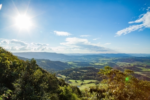 Sunlight over view of Illawarra plains - Australian Stock Image