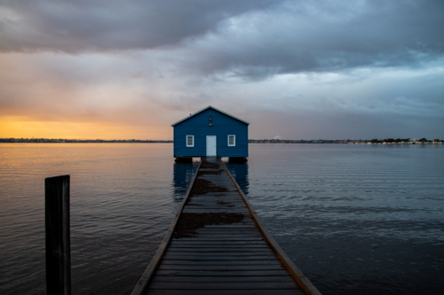 Sunrise at the Crawley Edge Blue Boathouse - Australian Stock Image