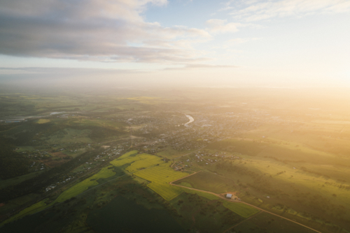 Sunrise over the town of Northam in the Avon Valley of Western Australia - Australian Stock Image