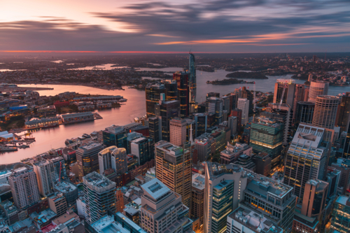 Sunset above Sydney CBD - Australian Stock Image
