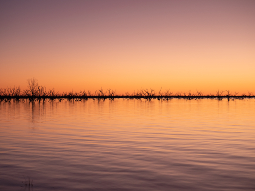 Sunset at Lake Pamamaroo, part of the Menindee Lake system - Australian Stock Image