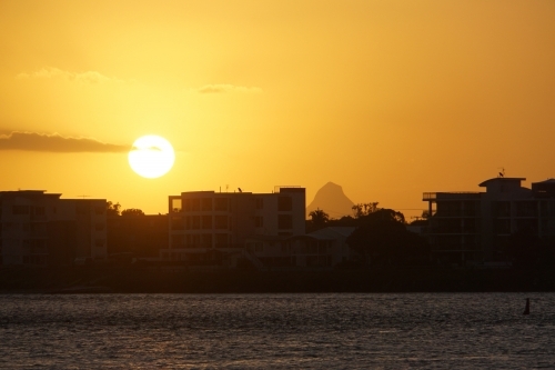 Sunset Glasshouse Mountains - Australian Stock Image