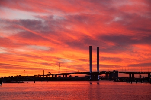 Sunset Over Bolte Bridge Melbourne - Australian Stock Image