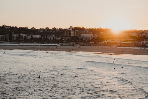Sunset over Bondi beach on a cold winter afternoon.