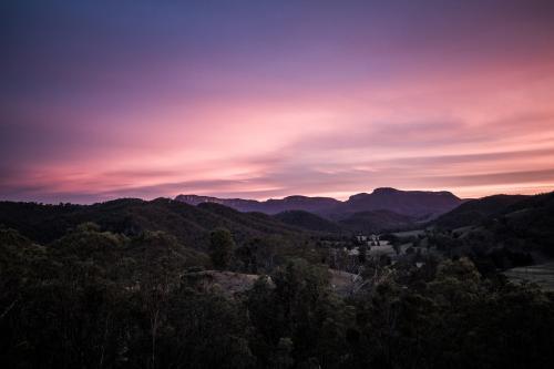 Sunset over farms in Capertee - Australian Stock Image