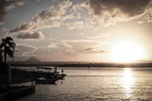 Sunset over river - Australian Stock Image