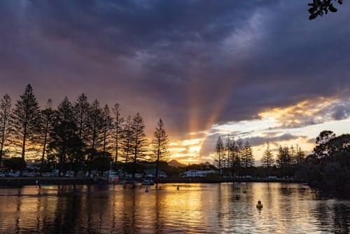 Sunset over the river at Brunswick Heads - Australian Stock Image