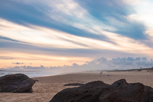 Sunset sky over Redhead Beach, Newcastle NSW - Australian Stock Image
