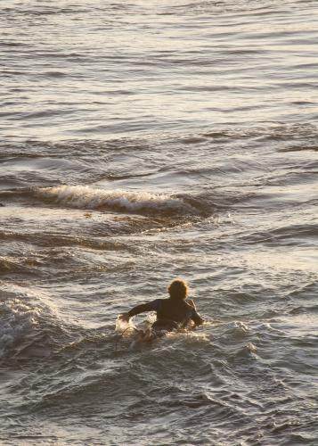 surfer paddling out to a break - Australian Stock Image