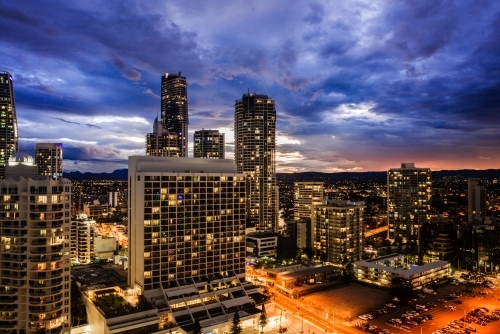 Surfers Paradise at night - Australian Stock Image
